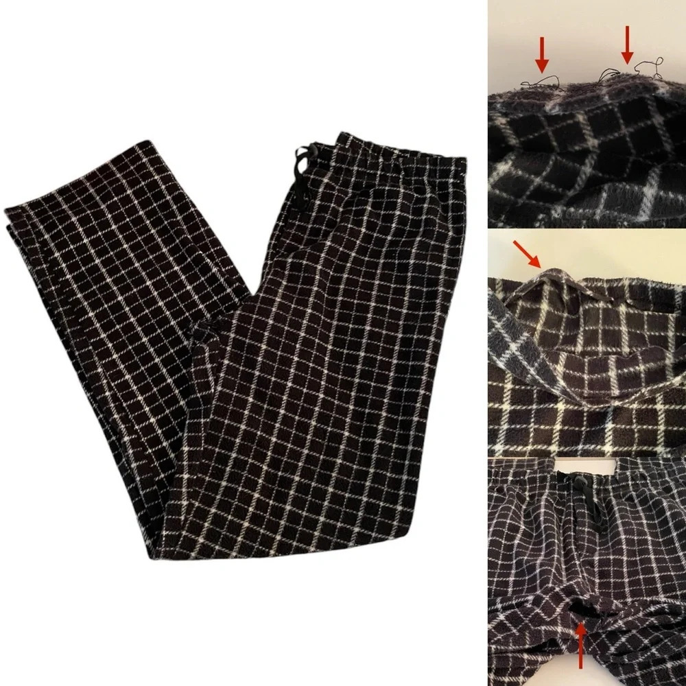 Bronze Eagle Black and White Adjustable Waist Checkered Pajama Pants Men’s Med.